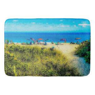 Beach Umbrellas along the Ocean Bath Mat