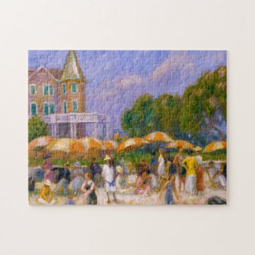 Beach Umbrellas at Blue Point by William Glackens Jigsaw Puzzle