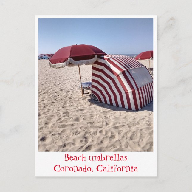 Beach Umbrellas on Coronado Island, California Postcard (Front)