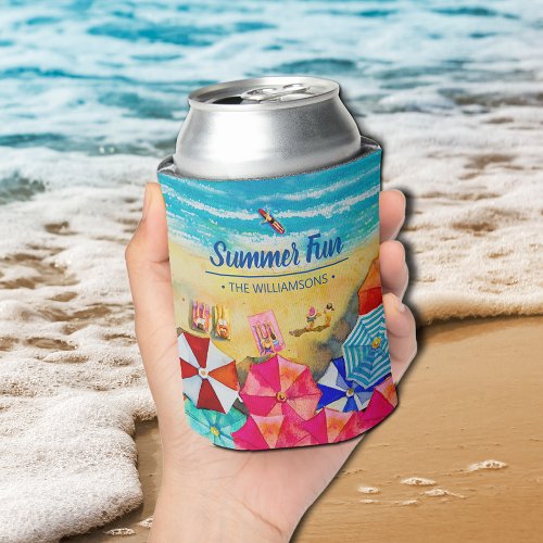 Beach Umbrellas on the Sand Can Cooler