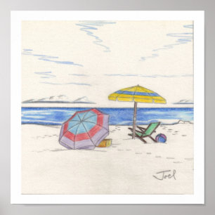 BEACH UMBRELLAS print (7.33"x7.33")