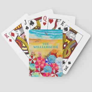 Beach Umbrellas Sand Personalized Poker Cards