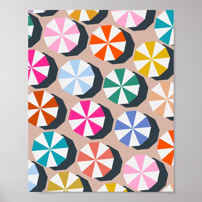 Beach Umbrellas Summer Coastal Poster (Front)