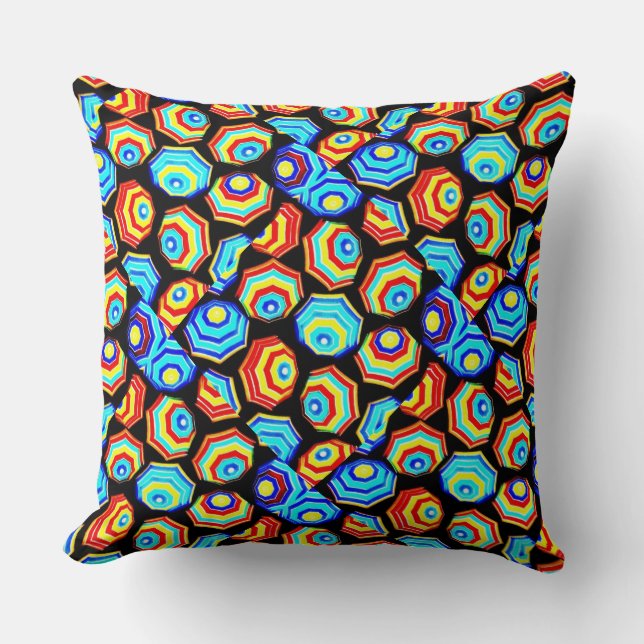 Beach Umbrellas Throw Pillow (Front)