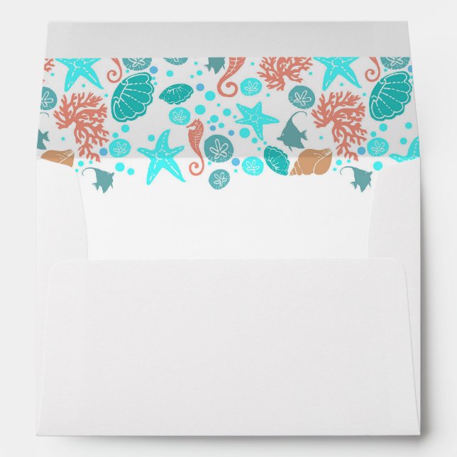 Beach Underwater Treasures Elegant White Envelope (Back (Bottom))
