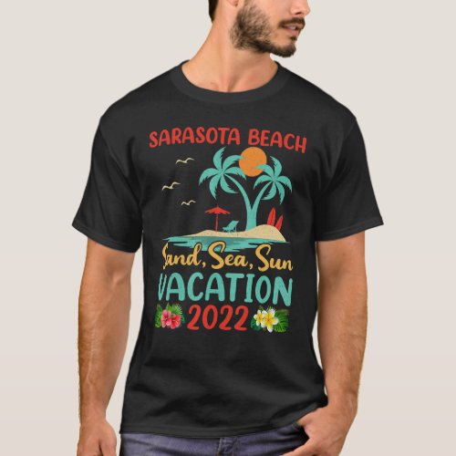 Beach Vacation 2022 Retro Sunset Florida Sarasota  T_Shirt