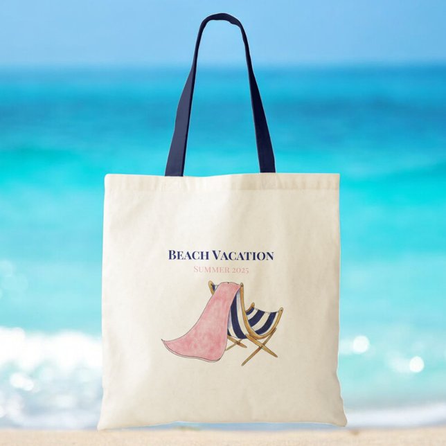 Beach Vacation Beach Chair Custom Keepsake Tote Bag (Creator Uploaded)