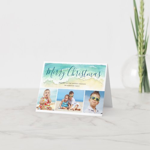 Beach Vacation Christmas Photo Holiday Folded Card