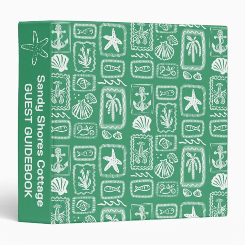 BEACH VACATION Coastal RENTAL GUEST BOOK CUSTOM 3 Ring Binder