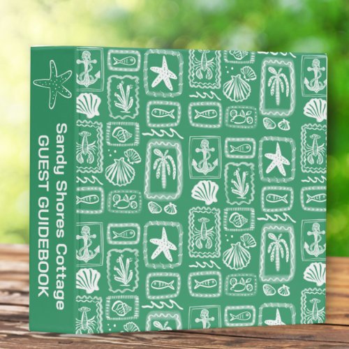 BEACH VACATION Coastal RENTAL GUEST BOOK CUSTOM 3 Ring Binder