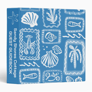 BEACH VACATION Coastal RENTAL GUEST BOOK CUSTOM 3 Ring Binder