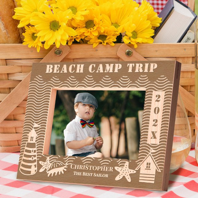Beach Vacation Engraved Frames (Beach Trip Laser Etched Frame.)