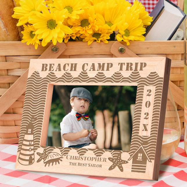 Beach Vacation Engraved Frames (Beach Trip Laser Etched Frame.)