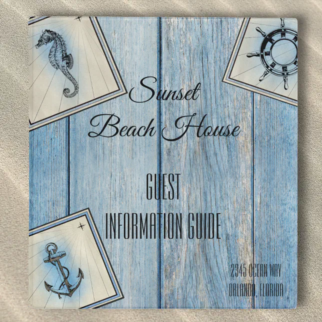 Beach Vacation House Rental Guide Instructions 3 Ring Binder Zazzle