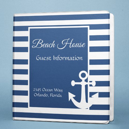 Beach Vacation House Rental Guide Instructions 3 Ring Binder