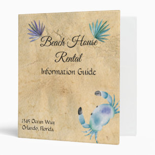 Beach Vacation House Rental Guide Instructions 3 Ring Binder