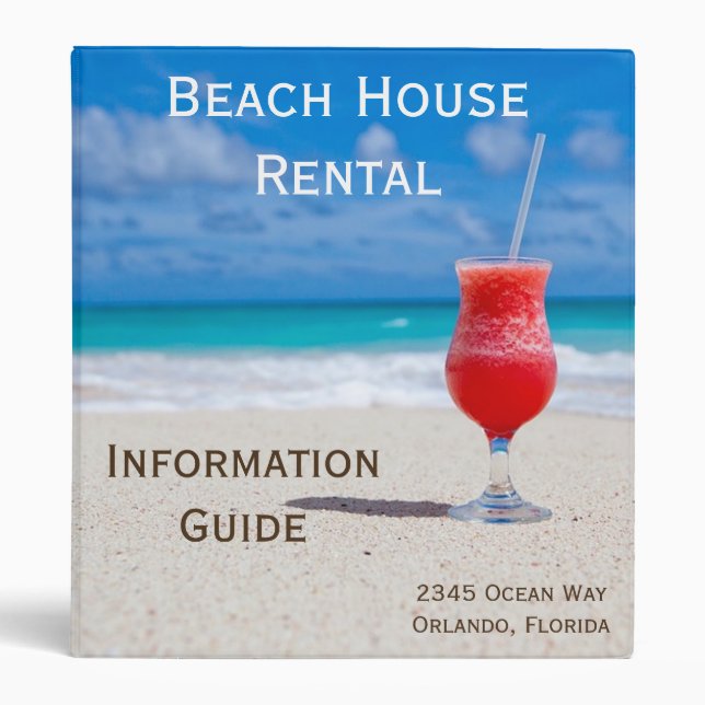 Beach Vacation House Rental Guide Instructions 3 Ring Binder (Front)