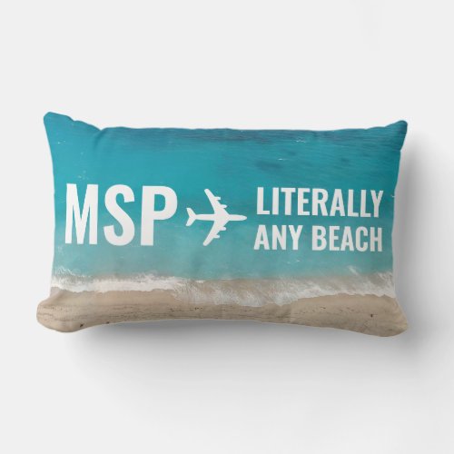 Beach Vacation Lover Custom Airport Code Lumbar Pillow