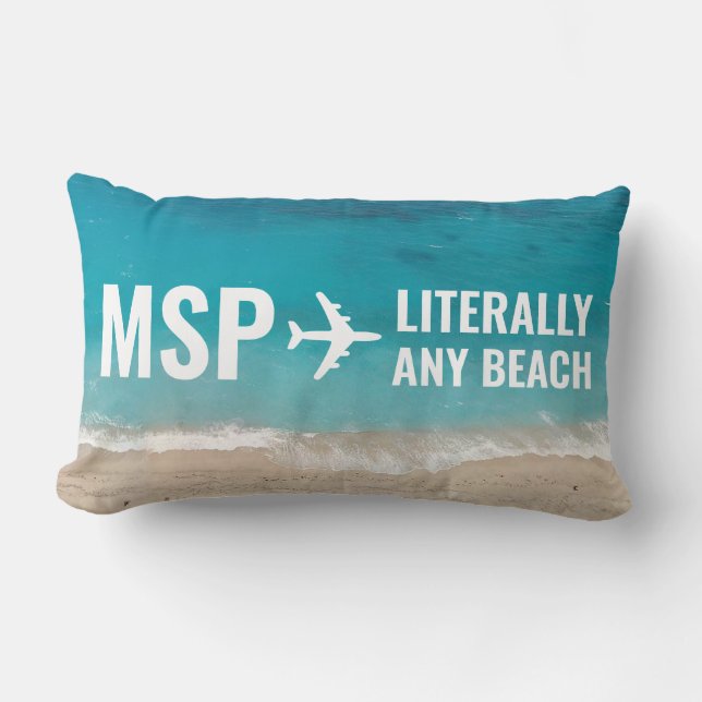 Beach Vacation Lover Custom Airport Code Lumbar Pillow (Front)