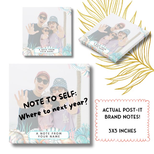 Beach Vacation Memories Family Keepsake Shell  Post-it Notes (Personalize your desk and remember the best family vacation ever. Also, where to next year? :D)