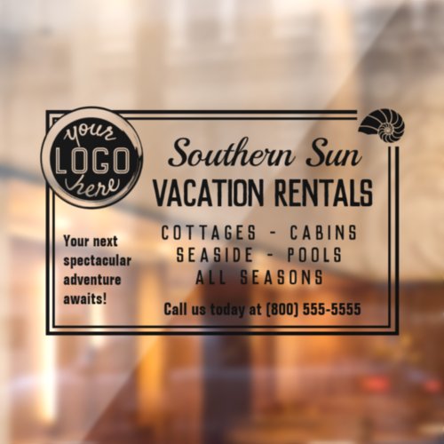 Beach Vacation Rental Custom Logo Easy Advertising Window Cling