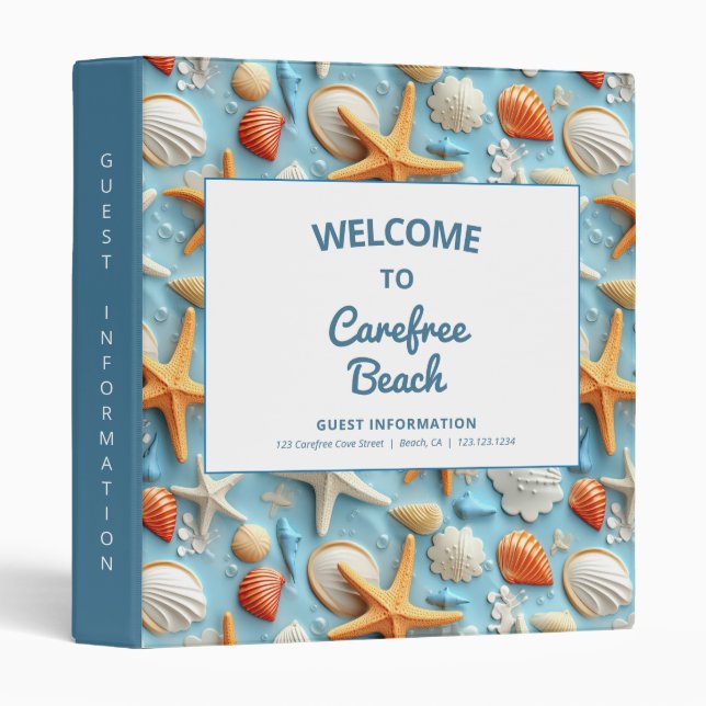 Beach Vacation Rental Guest Information 3 Ring Binder (Front/Spine)