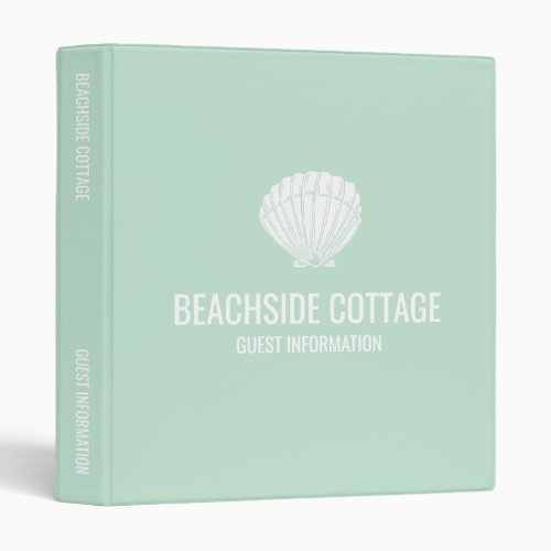 Beach Vacation Rental Mint Shell Airbnb Welcome 3 Ring Binder