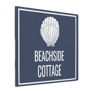 Beach Vacation Rental Navy Shell Modern Airbnb Metal Print