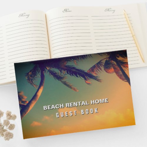 Beach vacation rental property palm tree photo guest book