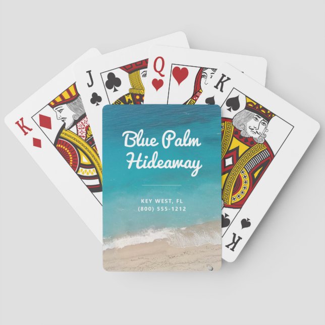 Beach Vacation Rental Retro Mod Custom Poker Cards (Back)