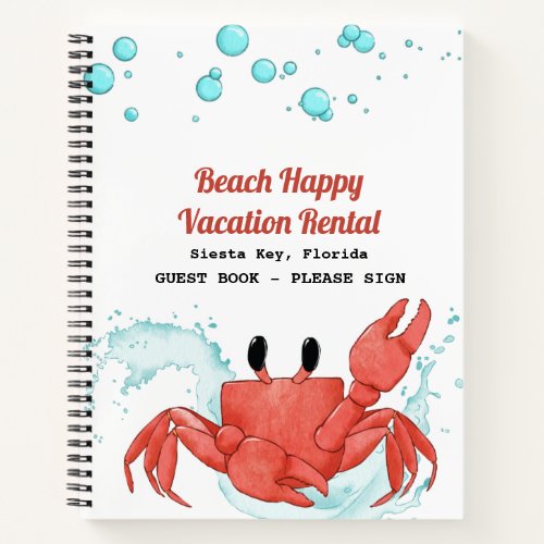 Beach Vacation Summer Cottage Rental Guest Book