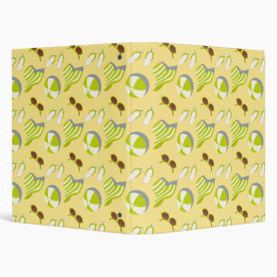 Beach vacay pattern with sunglasses and sun hat 3 ring binder