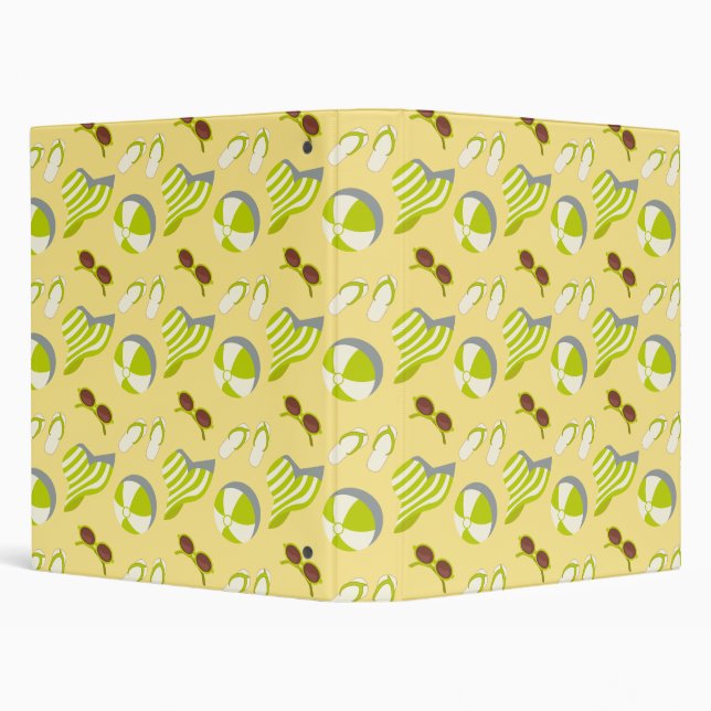 Beach vacay pattern with sunglasses and sun hat  3 ring binder (Background)