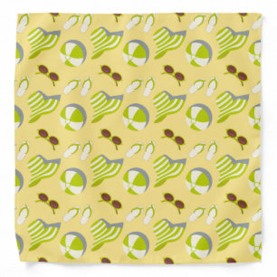Beach vacay pattern with sunglasses and sun hat ba bandana