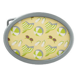 Beach vacay pattern with sunglasses and sun hat belt buckle