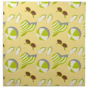 Beach vacay pattern with sunglasses and sun hat cloth napkin