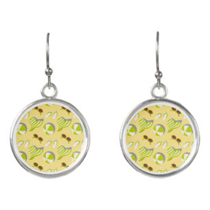 Beach vacay pattern with sunglasses and sun hat earrings