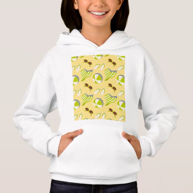Beach vacay pattern with sunglasses and sun hat hoodie (Front)