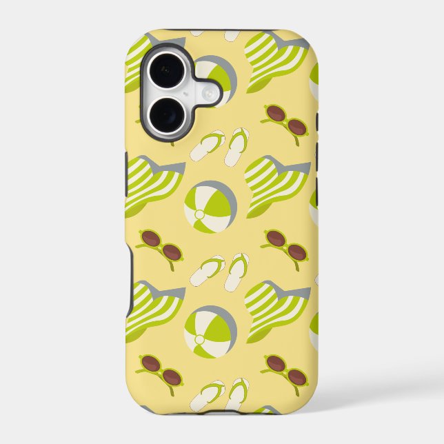 Beach vacay pattern with sunglasses and sun hat iphone case (Back)