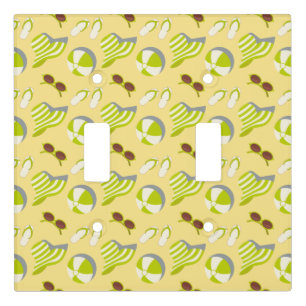 Beach vacay pattern with sunglasses and sun hat light switch cover