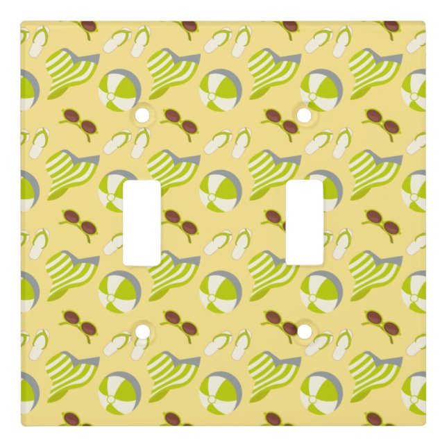 Beach vacay pattern with sunglasses and sun hat  light switch cover (Front)