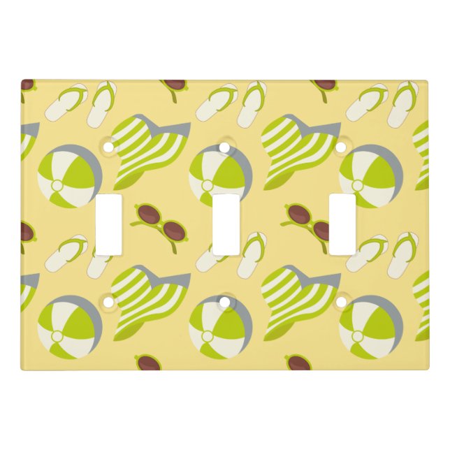 Beach vacay pattern with sunglasses and sun hat  light switch cover (Front)