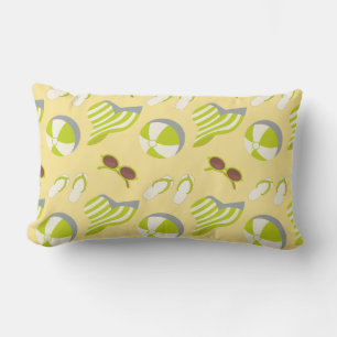 Beach vacay pattern with sunglasses and sun hat lumbar pillow