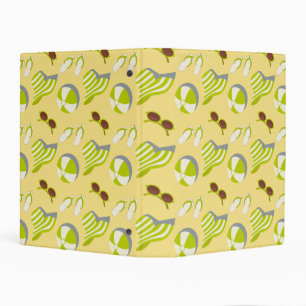 Beach vacay pattern with sunglasses and sun hat   mini binder