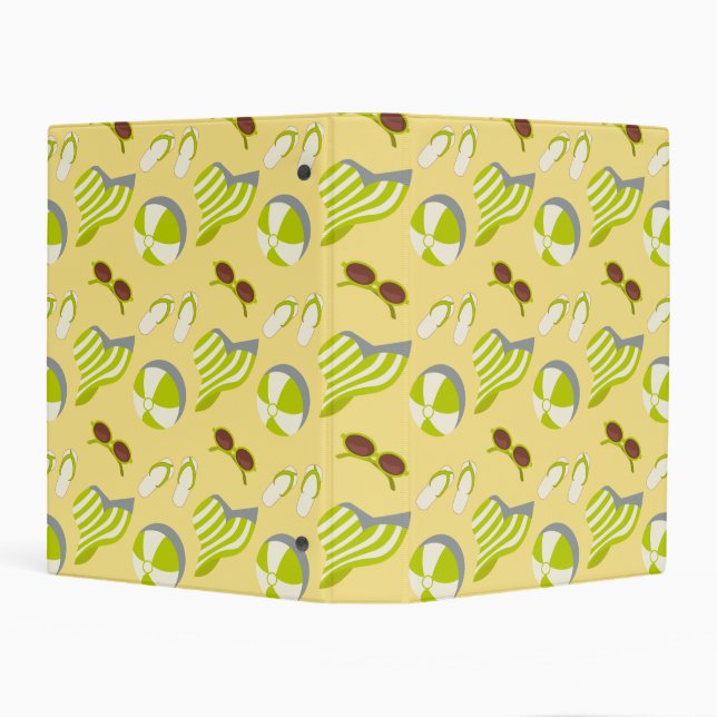Beach vacay pattern with sunglasses and sun hat   mini binder (Background)