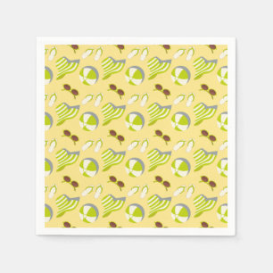 Beach vacay pattern with sunglasses and sun hat napkins