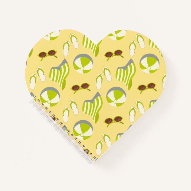 Beach vacay pattern with sunglasses and sun hat  notebook (Front)