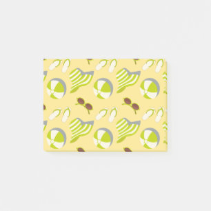 Beach vacay pattern with sunglasses and sun hat post-it notes