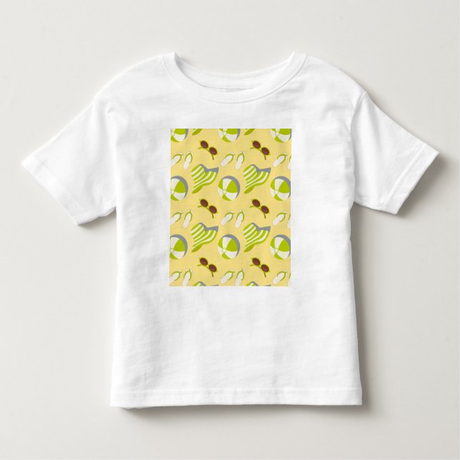 Beach vacay pattern with sunglasses and sun hat  T Toddler T-shirt (Front)
