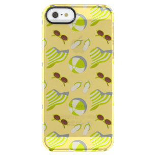Beach vacay pattern with sunglasses and sun hat  clear iPhone SE/5/5s case